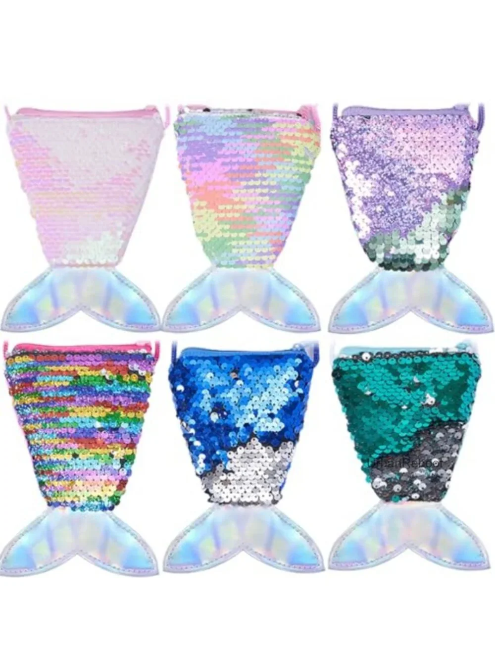 Girls Mermaid Tail Sequin Coin Purse Reversible Bling Party Favor Wallet